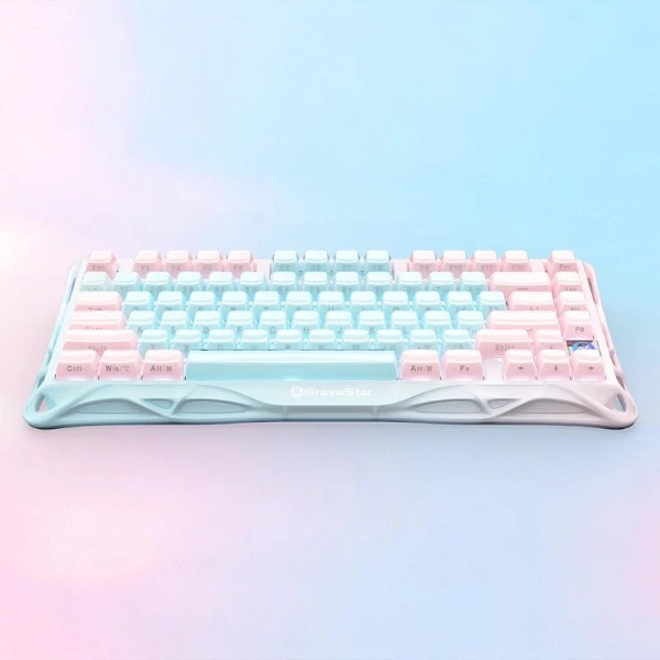 Фото - Клавиатура беспроводная игровая GravaStar Mercury K1 Lite 80keys BSUN Grey, BT/WL/USB Aurora Mist (GSK1LITE_PM_MINT)